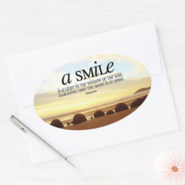 "Ein Lächeln ist ein Licht" Inspiration Zitat Ovaler Aufkleber