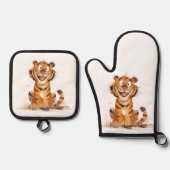 Ein Lächeln Tiger Ofenhandschuh & Topflappen-Set (Vorderseite)