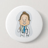Ein lächelnder Arzt, der mit Stethoskop die Daumen Button (Vorderseite)