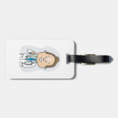 Ein lächelnder Arzt, der mit Stethoskop die Daumen Gepäckanhänger (Rückseite horizontal)