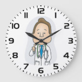 Ein lächelnder Arzt, der mit Stethoskop die Daumen Große Wanduhr (Vorderseite)