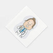 Ein lächelnder Arzt, der mit Stethoskop die Daumen Serviette (Ecke)