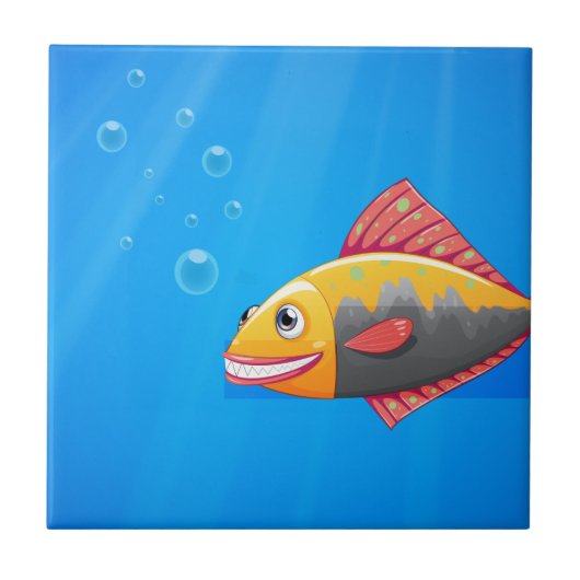Ein lächelnder Fisch im Ozean Fliese (Vorderseite)
