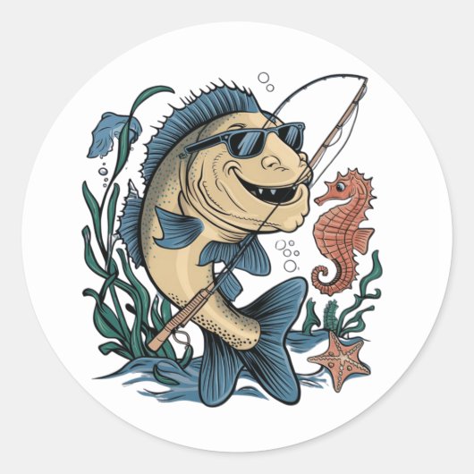 ein lächelnder Fisch Runder Aufkleber (Vorderseite)