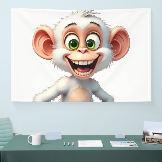 Ein lächelnder weißer Affe Banner (Messe)