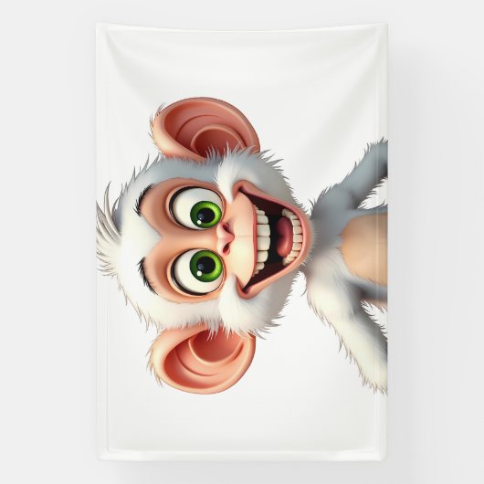Ein lächelnder weißer Affe Banner (Vertikal)