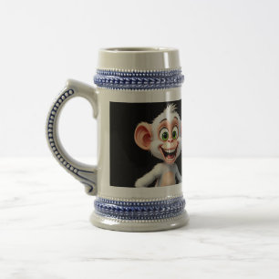 Ein lächelnder weißer Affe Bierglas