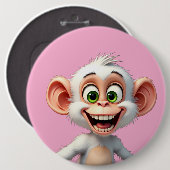Ein lächelnder weißer Affe Button (Vorne & Hinten)