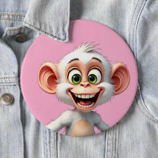 Ein lächelnder weißer Affe Button (Beispiel)