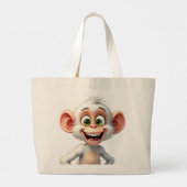 Ein lächelnder weißer Affe Jumbo Stoffbeutel (Rückseite)