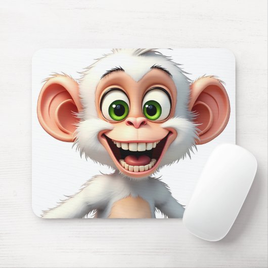 Ein lächelnder weißer Affe Mousepad (Mit Mouse)
