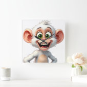 Ein lächelnder weißer Affe Quadratische Wanduhr (Zuhause)