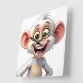 Ein lächelnder weißer Affe Quadratische Wanduhr (Winkel)