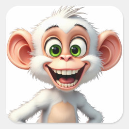 Ein lächelnder weißer Affe Quadratischer Aufkleber