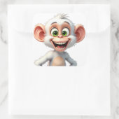 Ein lächelnder weißer Affe Quadratischer Aufkleber (Tasche)