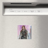 Ein lächelndes Mädchen in Schwarz Magnet (In Situ (Geschirrspüler))