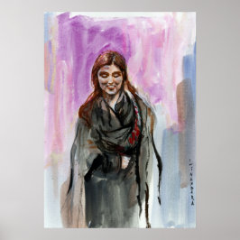 Ein lächelndes Mädchen in Schwarz Poster