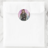 Ein lächelndes Mädchen in Schwarz Runder Aufkleber (Tasche)