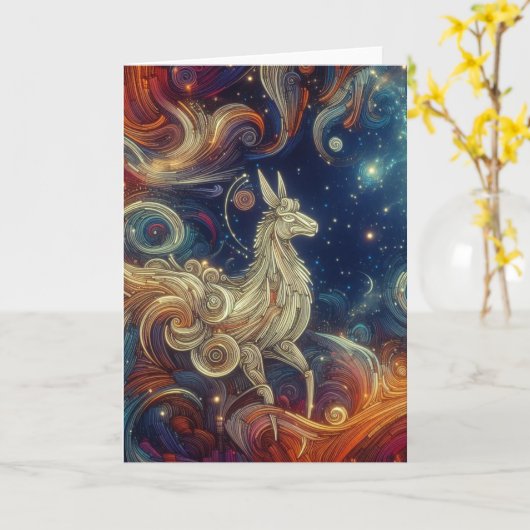 Ein Lama am Himmel Karte (Gelbe Blume)