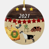 Ein Land Weihnachten Kune & Ziege Keramik Ornament (Hinten)