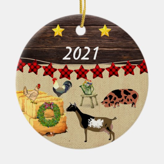Ein Land Weihnachten Kune & Ziege Keramik Ornament (Vorne)