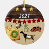 Ein Land Weihnachten Kune & Ziege Keramik Ornament (Hinten)