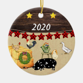 Ein Land Weihnachten KuneKune Pig Keramik Ornament