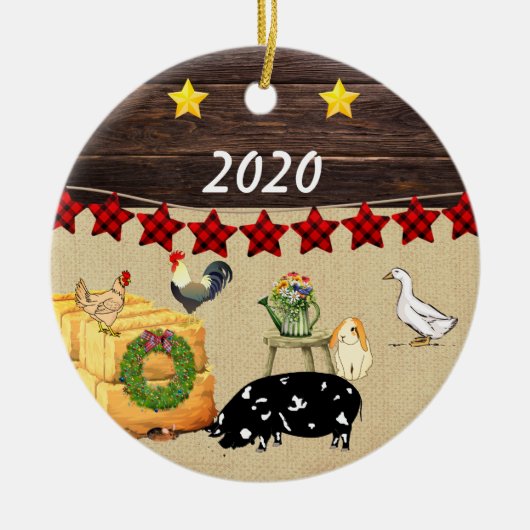 Ein Land Weihnachten KuneKune Pig Keramik Ornament (Vorne)