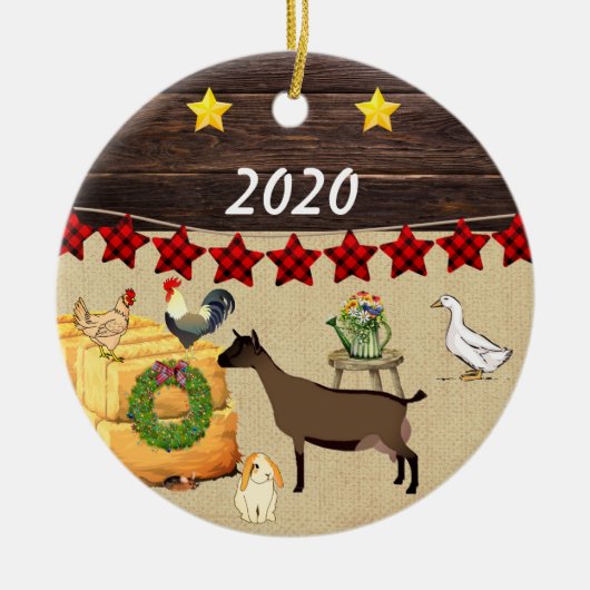 Ein Land Weihnachten Oberhasli-Ziege Keramik Ornament (Vorne)