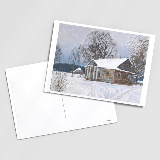 Ein Landhaus in der Abenddämmerung Postkarte