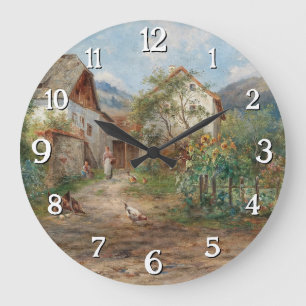 Ein ländlicher Garten in Blüte auf dem Lande Große Wanduhr
