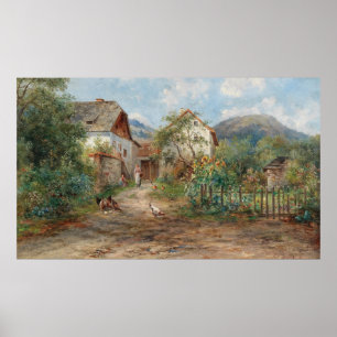 Ein ländlicher Garten in Blüte auf dem Lande Poster