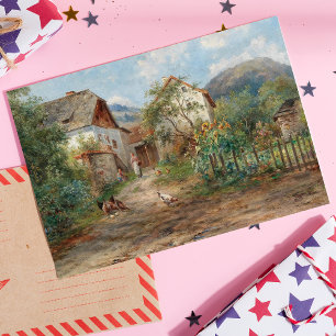 Ein ländlicher Garten in Blüte auf dem Lande Postkarte