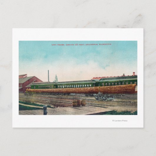 Ein langer Baumkronen-Log über Eisenbahnstrecken Postkarte (Vorderseite)