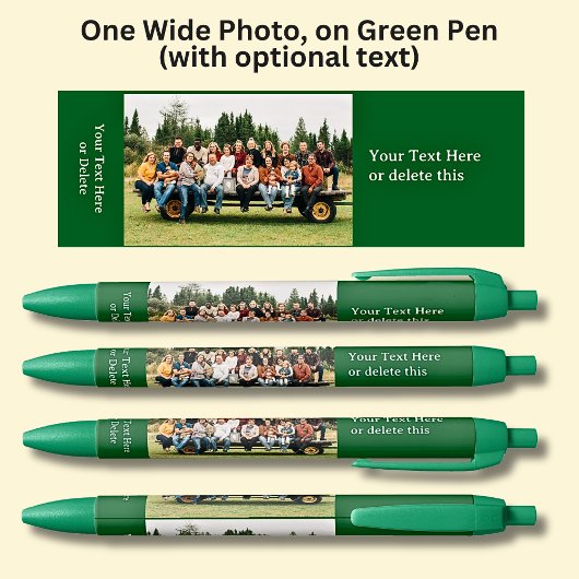 Ein langes Foto mit optionalem Text auf Grün Kugelschreiber