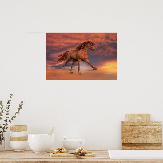 Ein laufendes Kastanienpferd .. Poster (Küche)