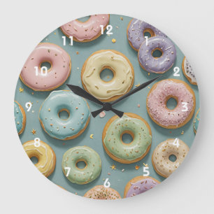 Ein Launiger Pastell-Donut-Traum Große Wanduhr