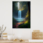 Ein lauter Wasserfall im ruhigen Wald Poster (Küche)