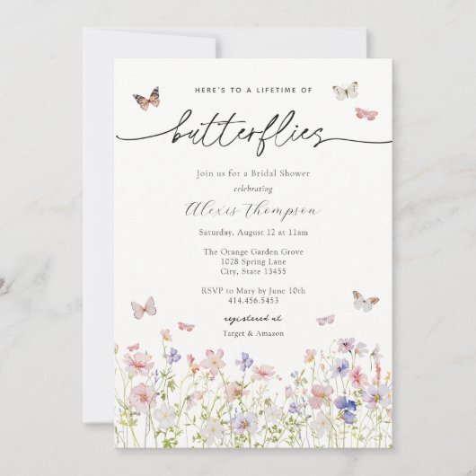 Ein Leben im Brautparty der Wildblume von Schmette Einladung (Vorderseite)