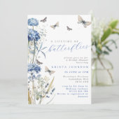 Ein Leben im Hydrangea-Brautparty der Schmetterlin Einladung (Stehend Vorderseite)