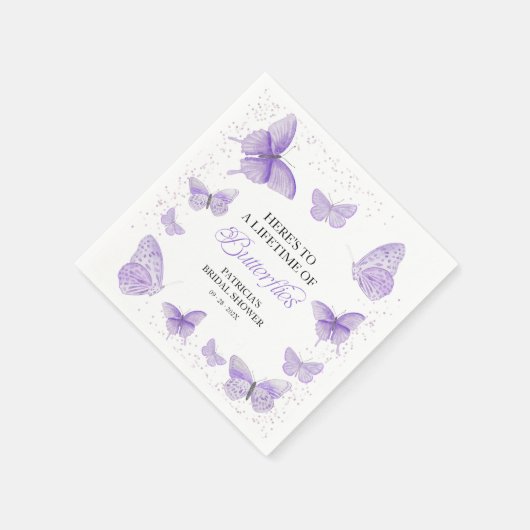Ein Leben in Schmetterlingen - Brautparty Lila Serviette (Ecke)