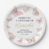 Ein Leben in Schmetterlingen Brautparty Pink Gold Pappteller (Vorderseite)