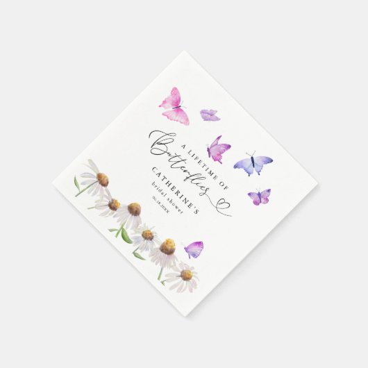 Ein Leben in Schmetterlingen Elegantes Brautparty Serviette (Ecke)