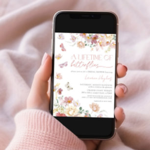 Ein Leben in Schmetterlingen Rosa Brautparty Einladung