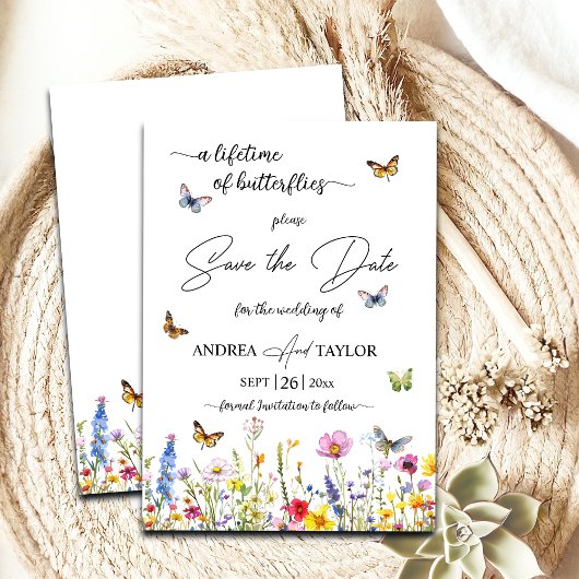 Ein Leben in schmetternden Wildblumen Save The Date