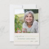 Ein Leben lang lebte Platz Foto neutrale Beerdigun Dankeskarte (Vorderseite)