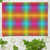 Ein lebendiger, karierter Stoff in Regenbogenfarbe Geschirrtuch (Gefaltet)