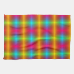 Ein lebendiger, karierter Stoff in Regenbogenfarbe Geschirrtuch