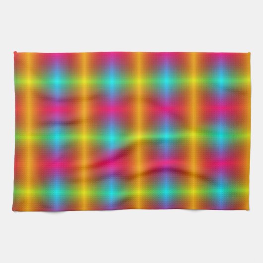 Ein lebendiger, karierter Stoff in Regenbogenfarbe Geschirrtuch (Horizontal)