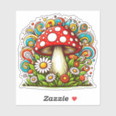 Ein lebendiger Pilzsaal umgeben von fröhlichen Blu Aufkleber (Blatt)